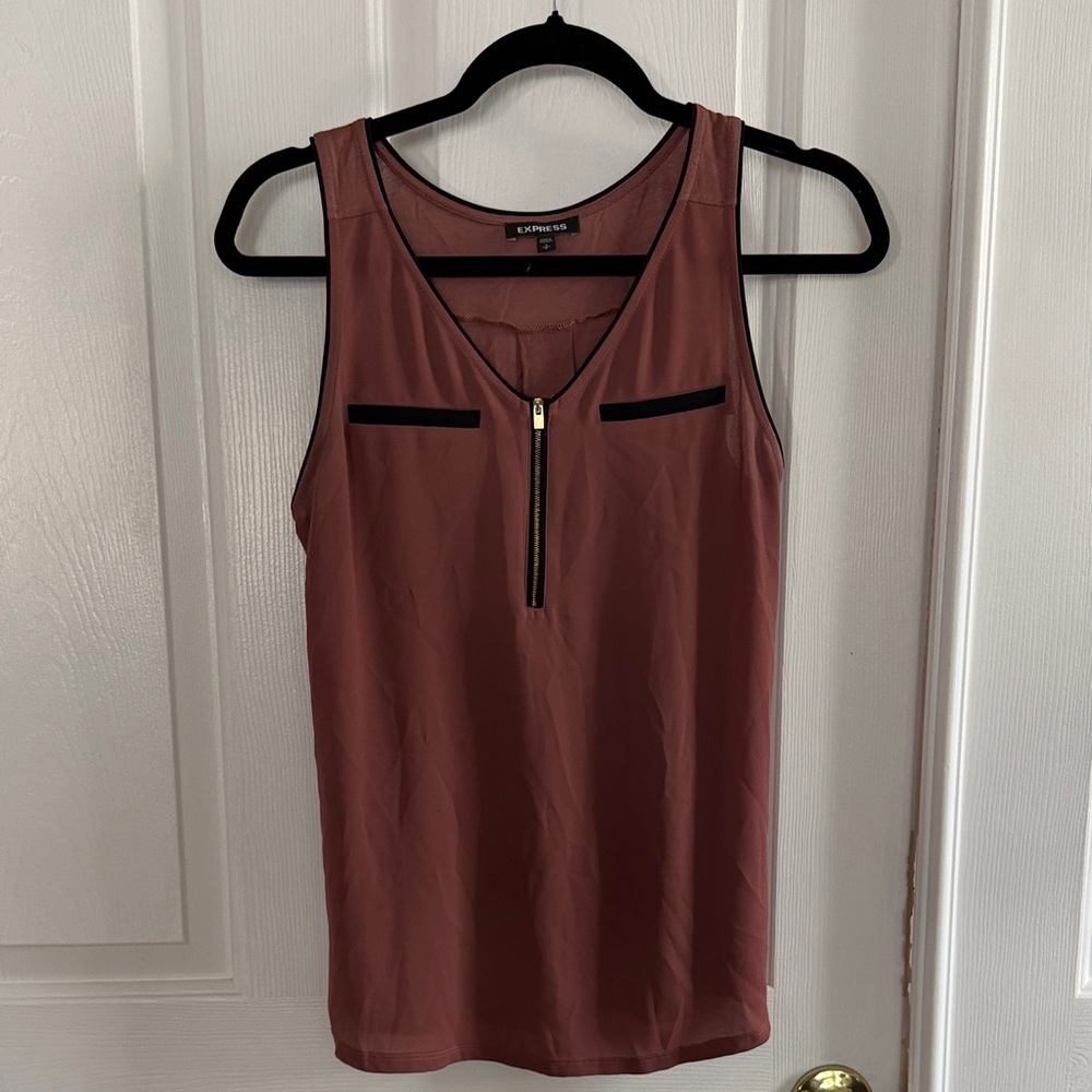 Express Mauve Tank Top with Zipper